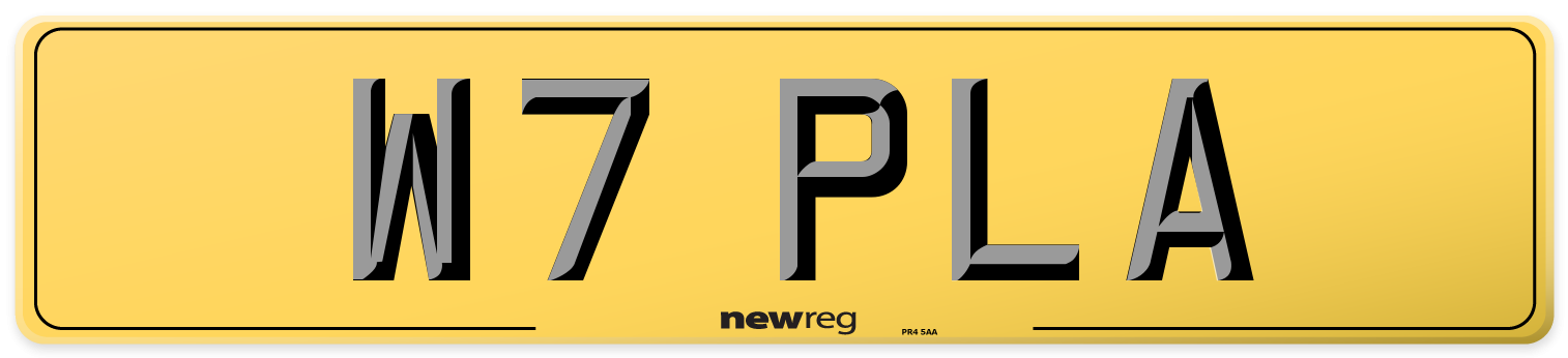 W7 PLA Rear Number Plate