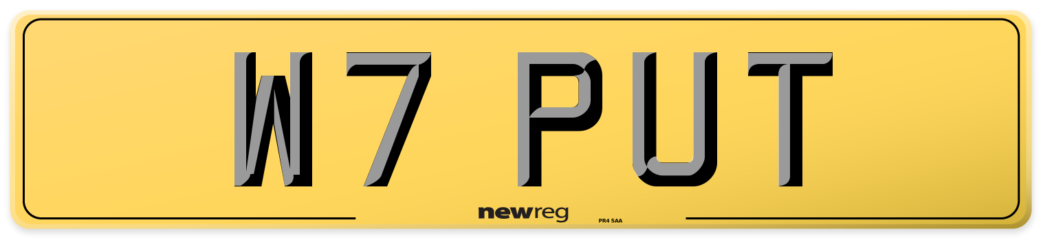 W7 PUT Rear Number Plate