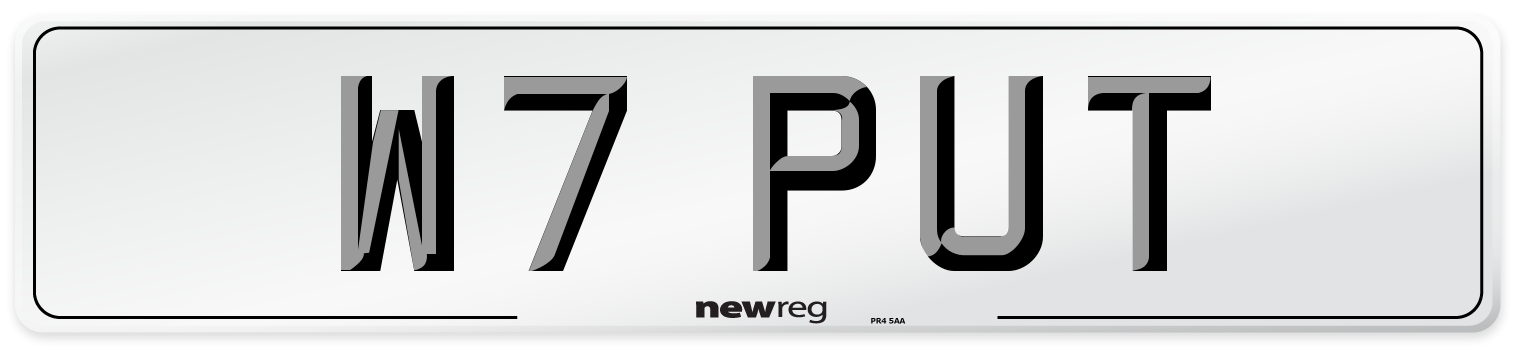 W7 PUT Front Number Plate