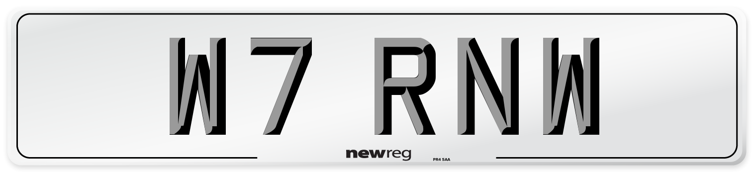 W7 RNW Front Number Plate
