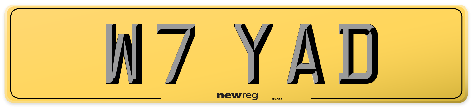 W7 YAD Rear Number Plate