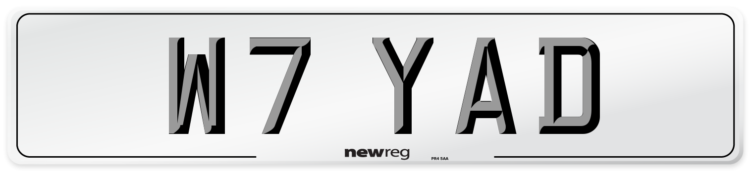 W7 YAD Front Number Plate