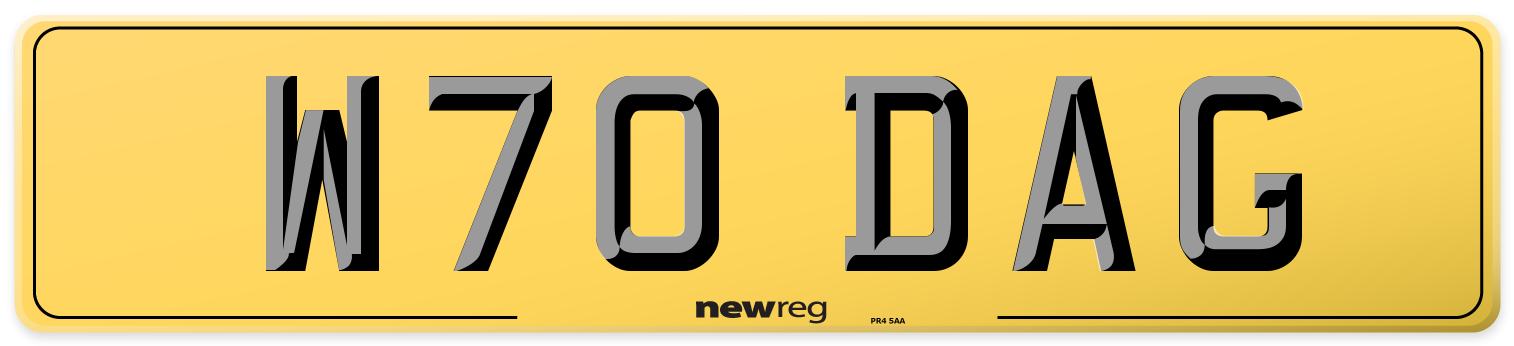 W70 DAG Rear Number Plate