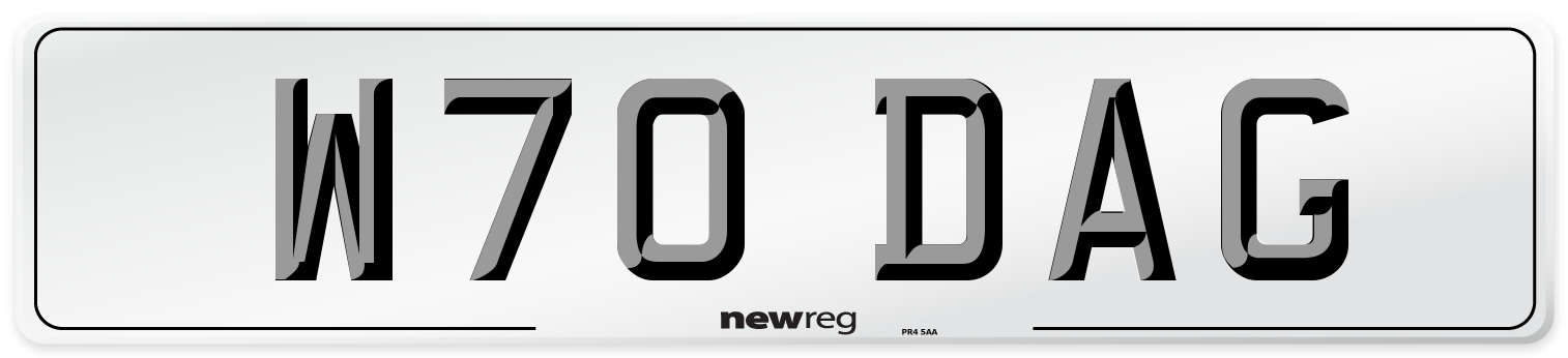 W70 DAG Front Number Plate