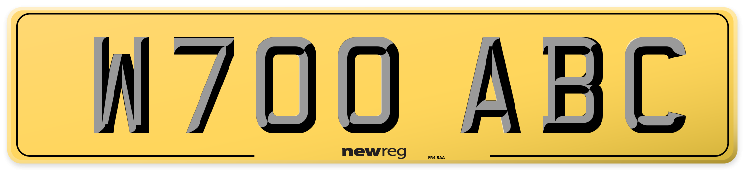 W700 ABC Rear Number Plate