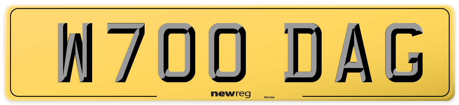 W700 DAG Rear Number Plate