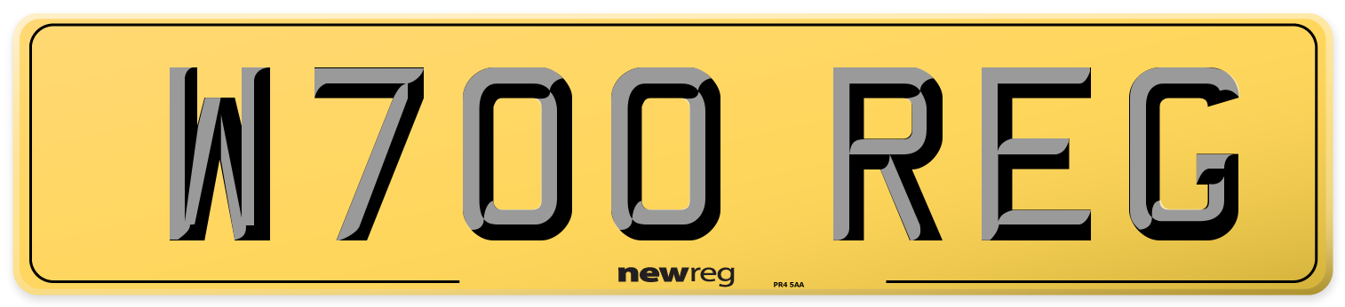 W700 REG Rear Number Plate