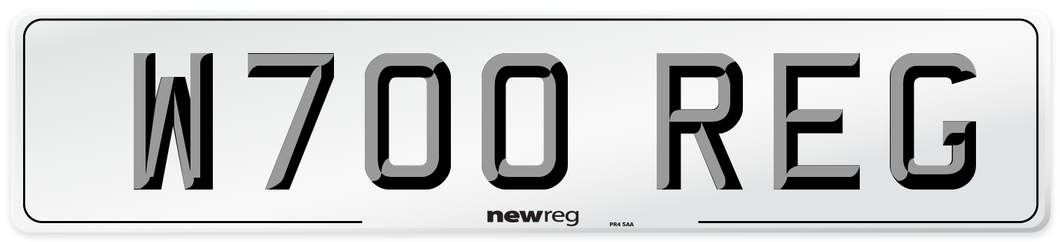 W700 REG Front Number Plate