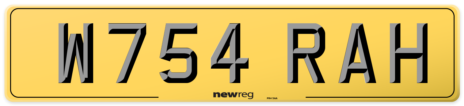 W754 RAH Rear Number Plate
