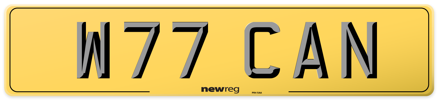 W77 CAN Rear Number Plate