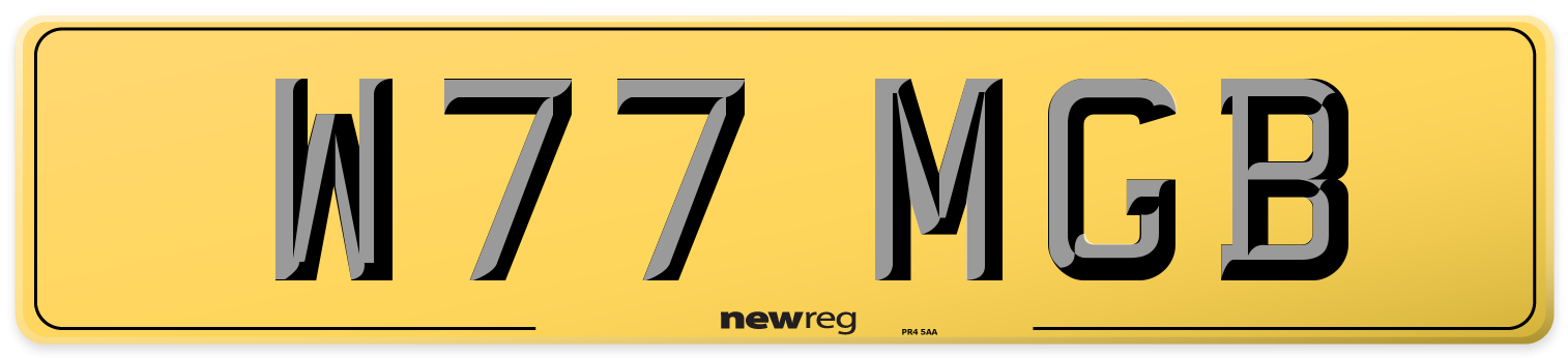W77 MGB Rear Number Plate