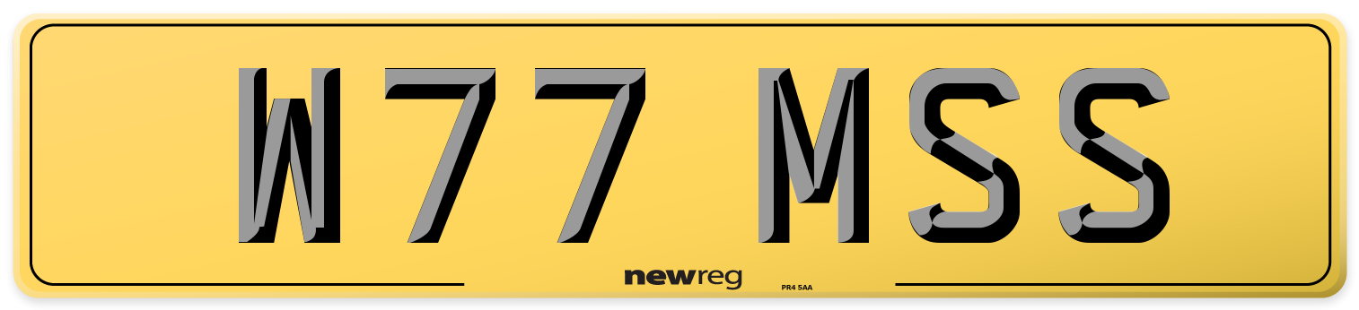 W77 MSS Rear Number Plate