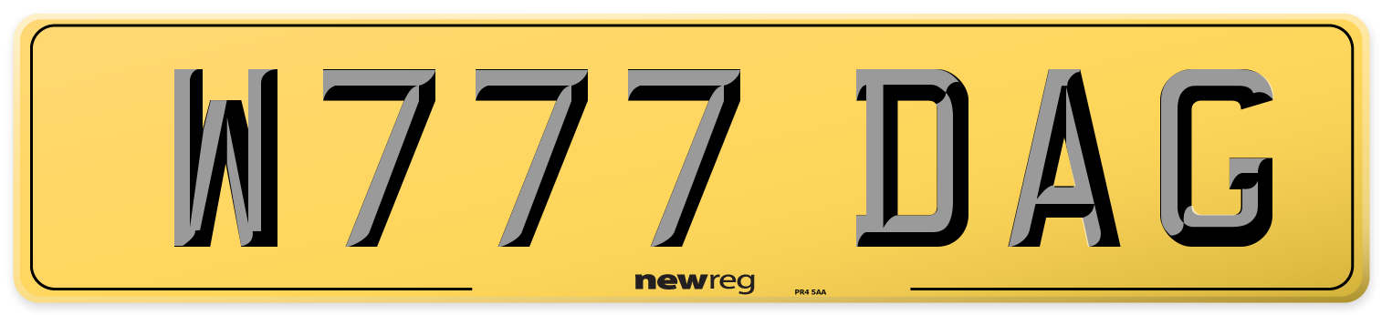W777 DAG Rear Number Plate