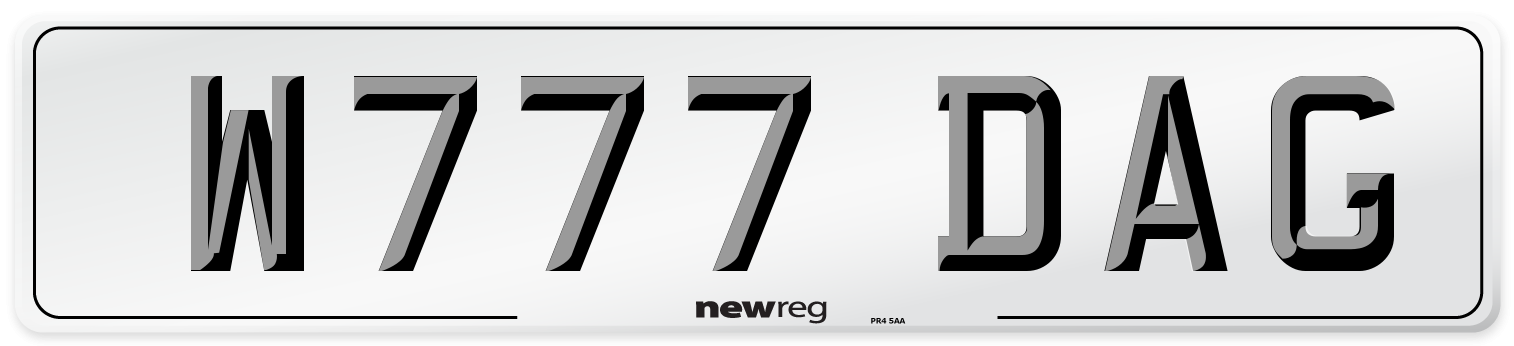 W777 DAG Front Number Plate