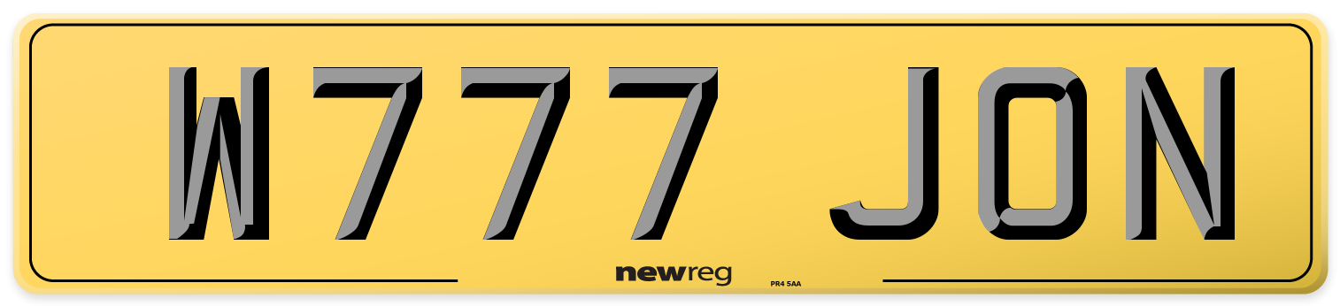 W777 JON Rear Number Plate
