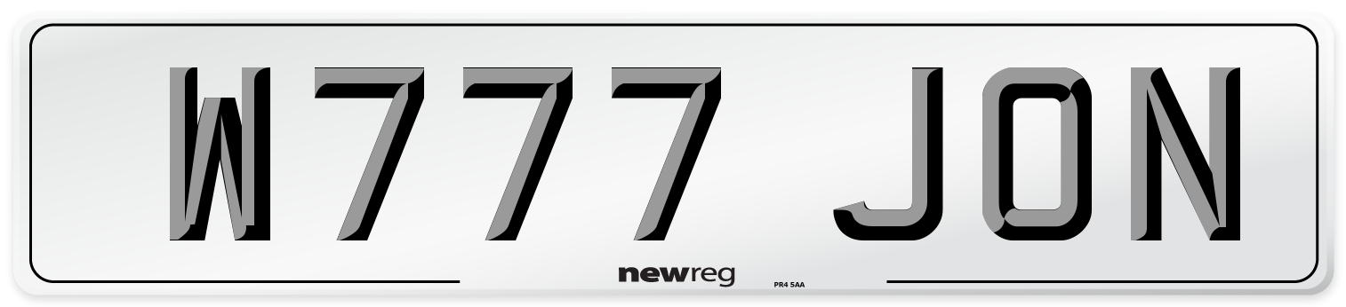 W777 JON Front Number Plate