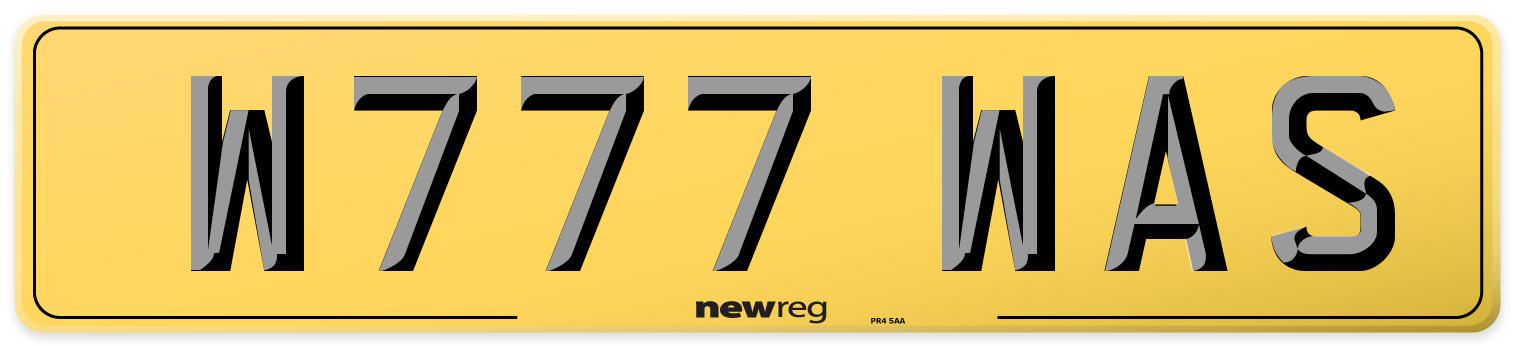 W777 WAS Rear Number Plate
