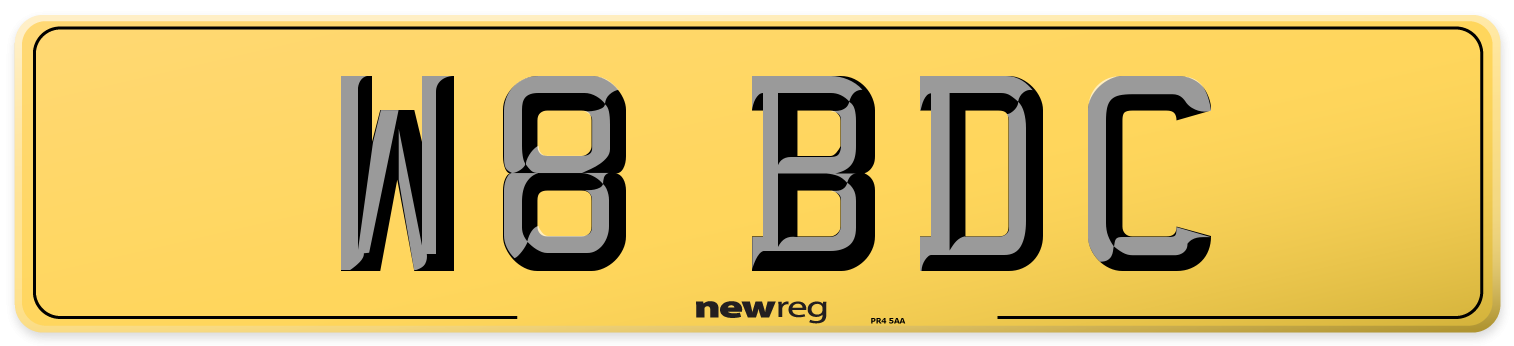 W8 BDC Rear Number Plate