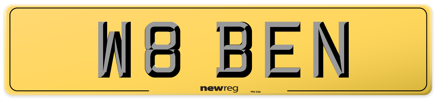 W8 BEN Rear Number Plate