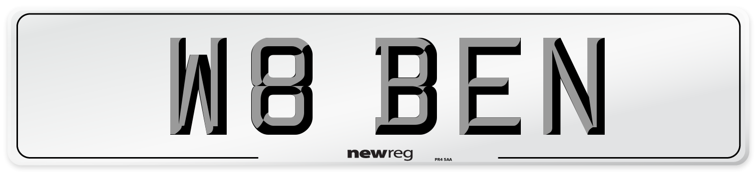 W8 BEN Front Number Plate