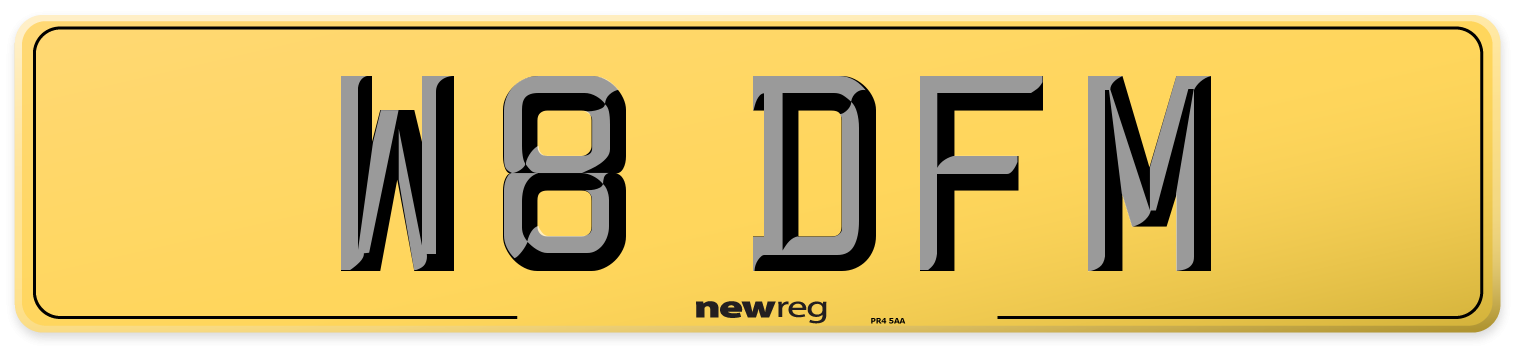 W8 DFM Rear Number Plate