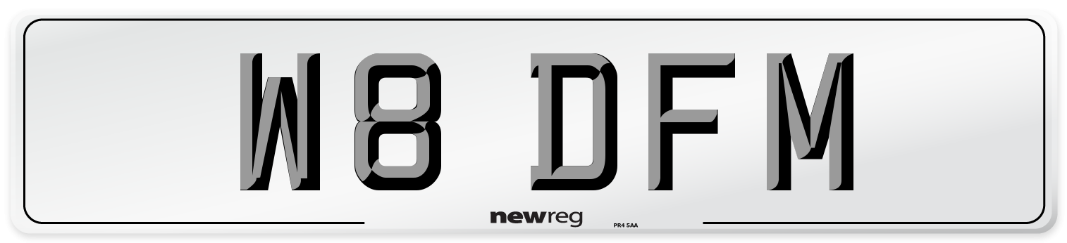W8 DFM Front Number Plate
