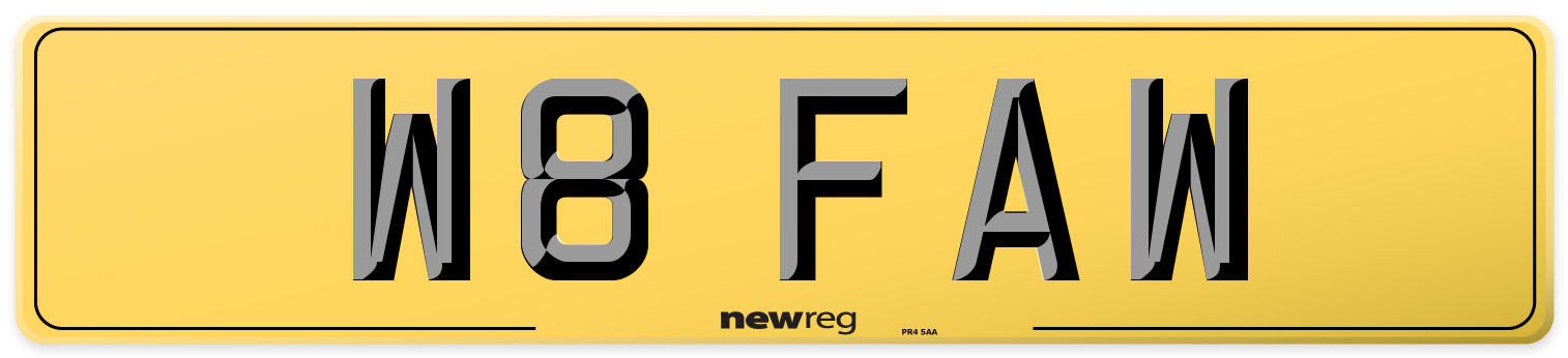 W8 FAW Rear Number Plate
