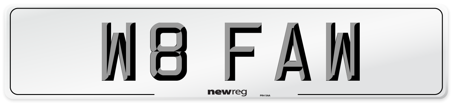W8 FAW Front Number Plate