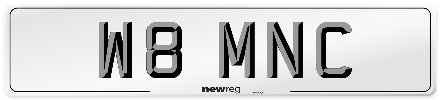 W8 MNC Front Number Plate