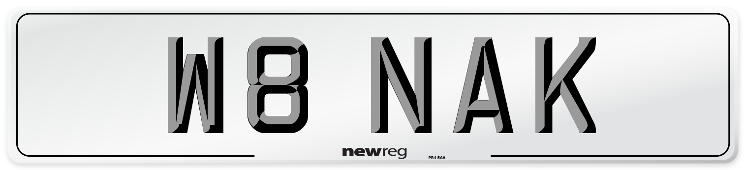 W8 NAK Front Number Plate