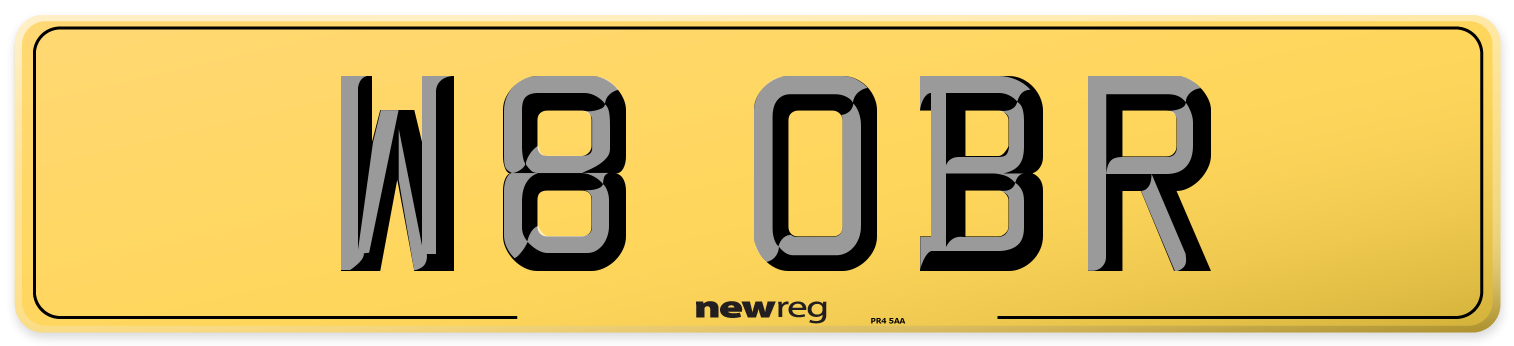 W8 OBR Rear Number Plate