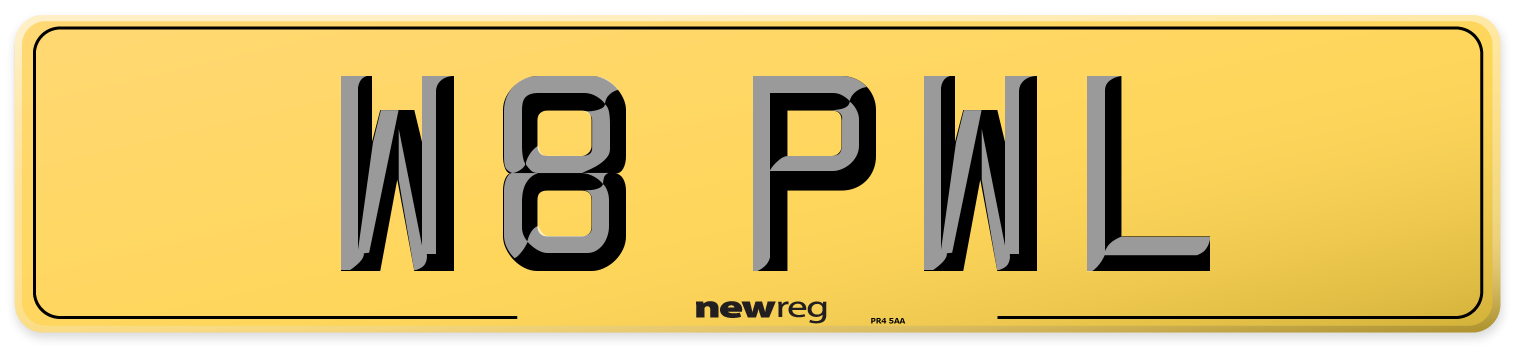 W8 PWL Rear Number Plate