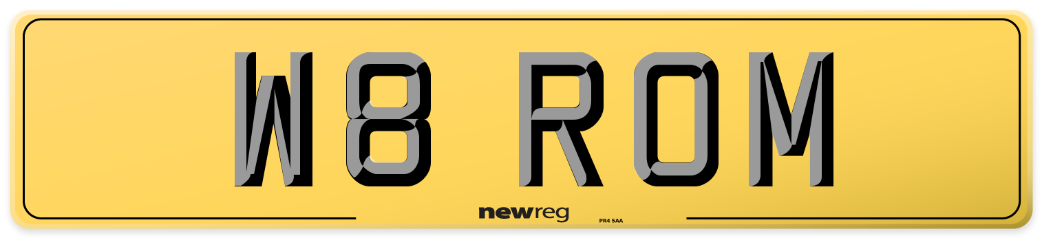 W8 ROM Rear Number Plate