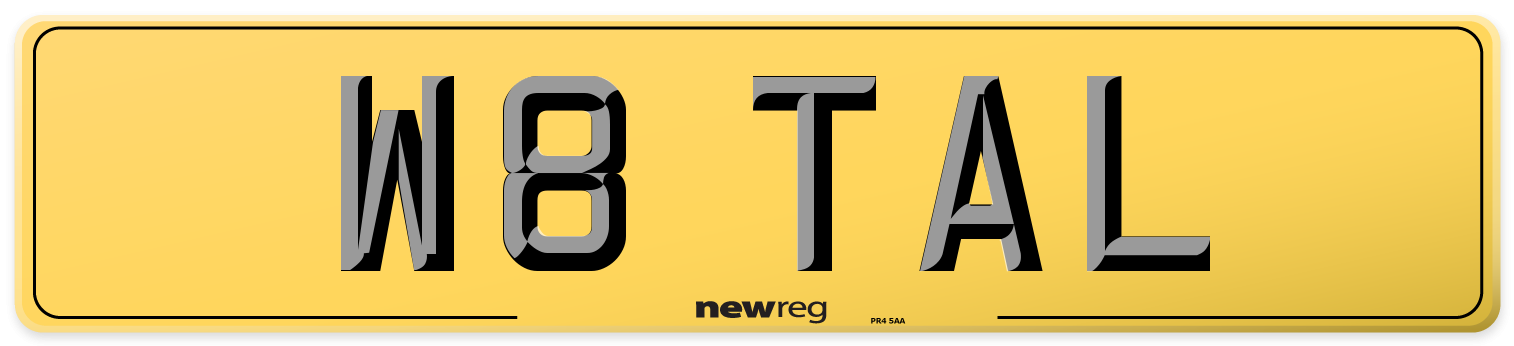 W8 TAL Rear Number Plate