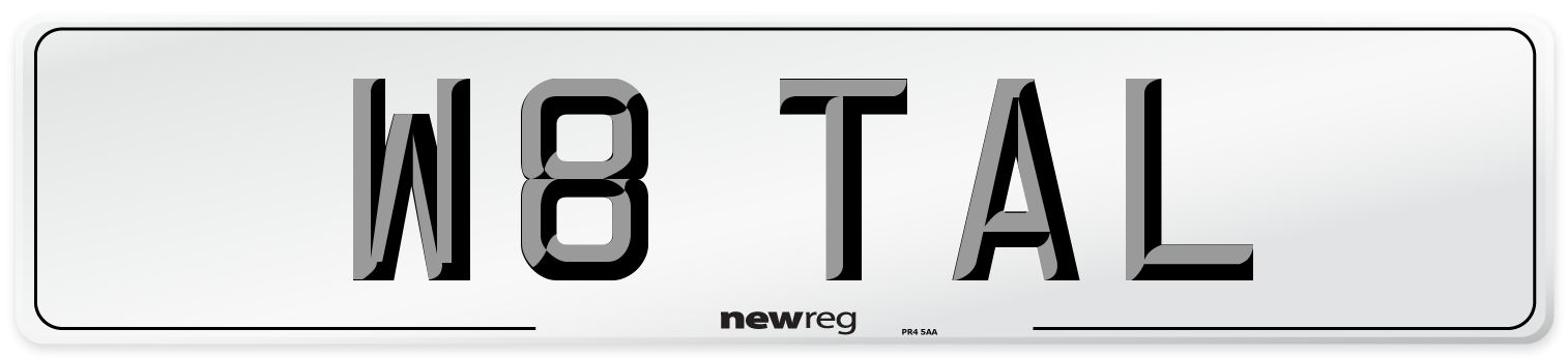 W8 TAL Front Number Plate