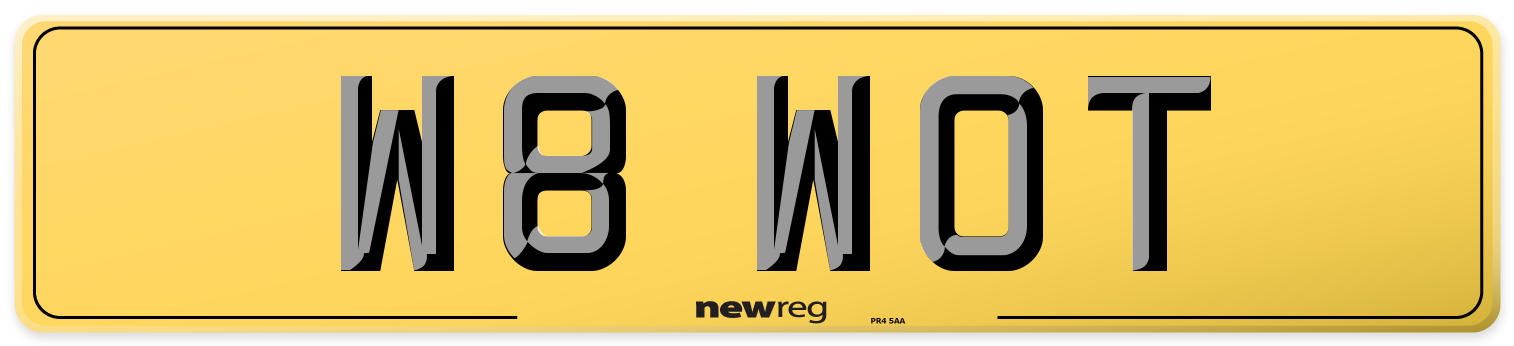 W8 WOT Rear Number Plate
