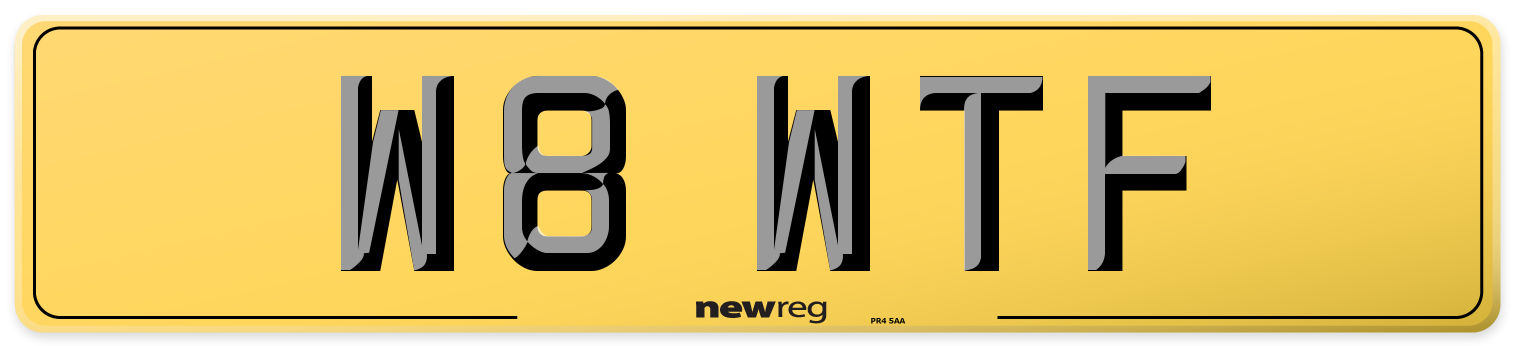 W8 WTF Rear Number Plate