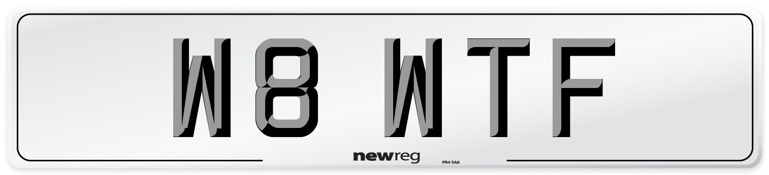 W8 WTF Front Number Plate
