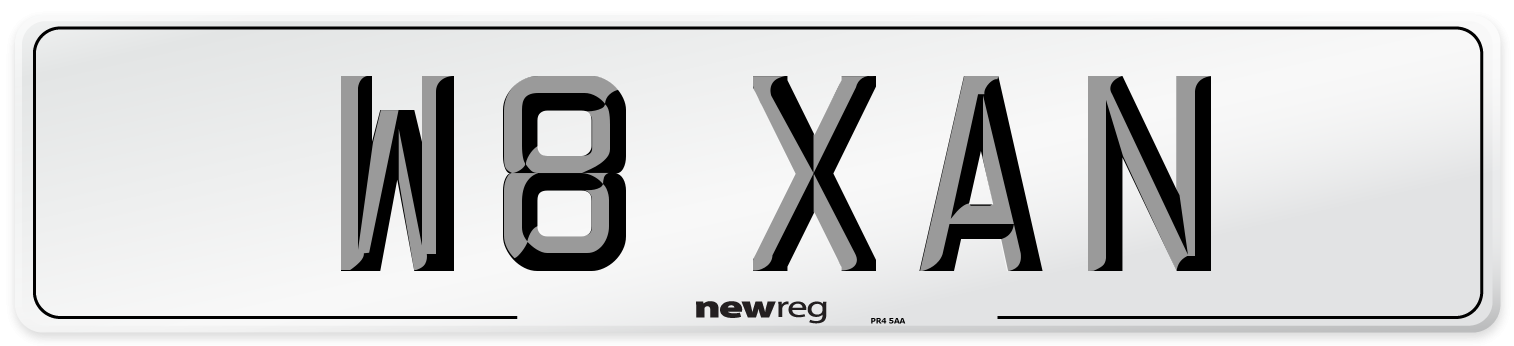 W8 XAN Front Number Plate