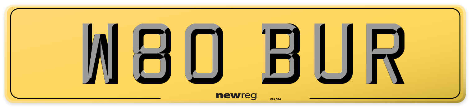 W80 BUR Rear Number Plate