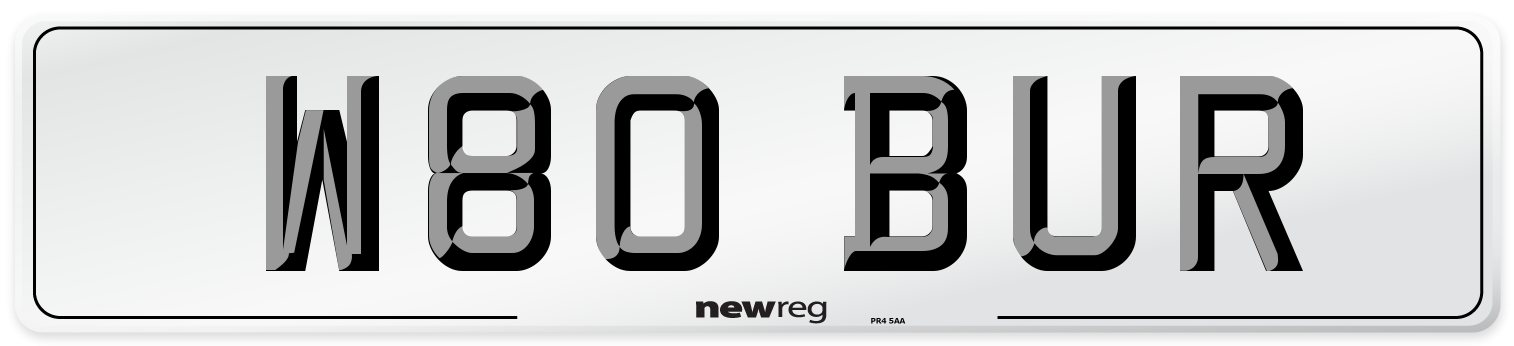 W80 BUR Front Number Plate