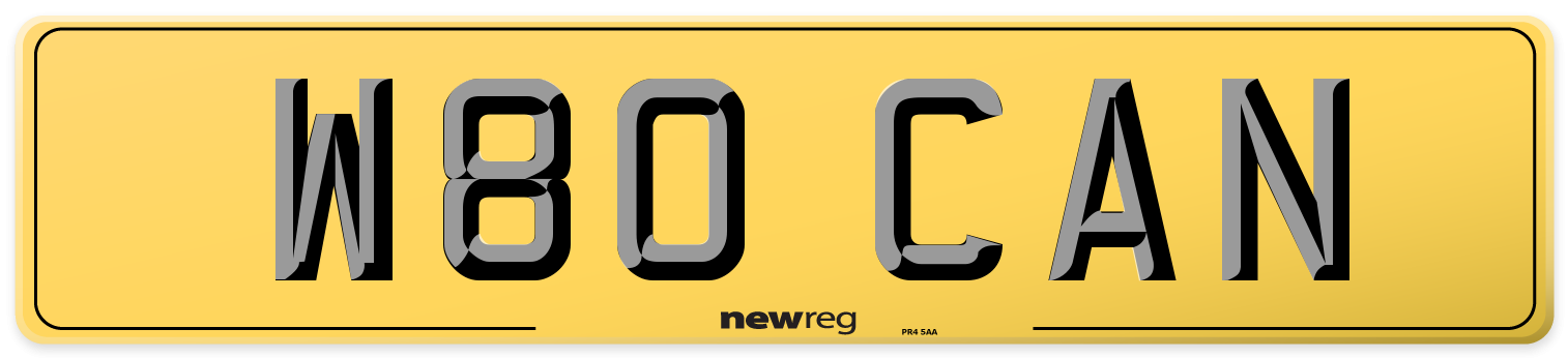 W80 CAN Rear Number Plate