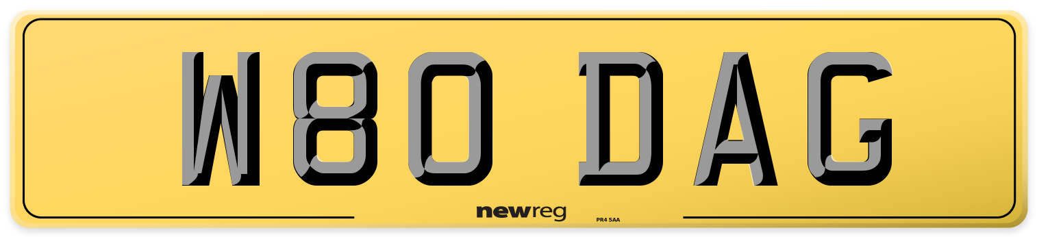 W80 DAG Rear Number Plate