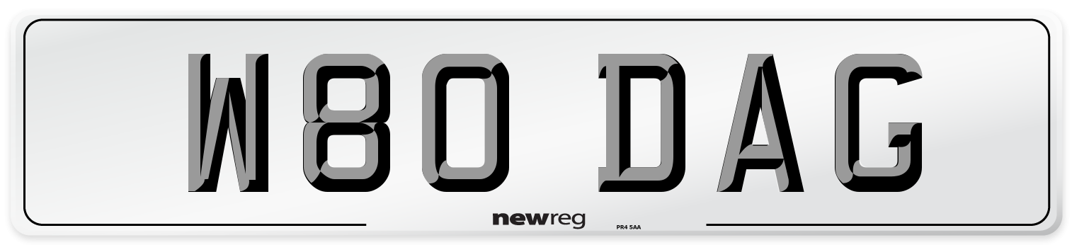 W80 DAG Front Number Plate
