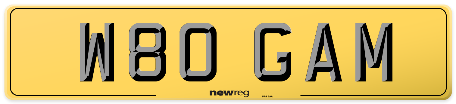 W80 GAM Rear Number Plate