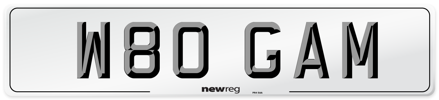 W80 GAM Front Number Plate