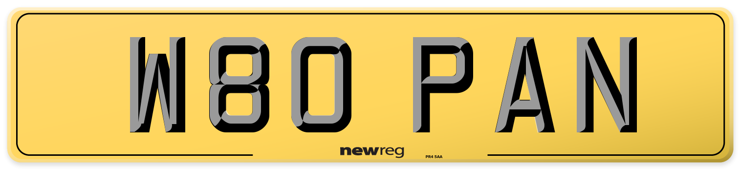 W80 PAN Rear Number Plate