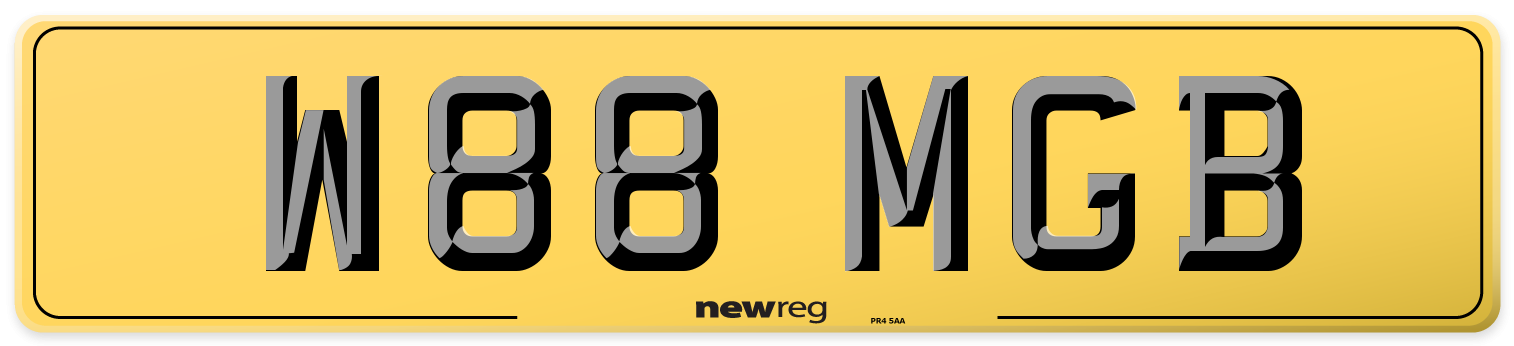 W88 MGB Rear Number Plate