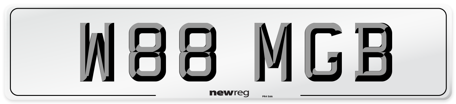 W88 MGB Front Number Plate
