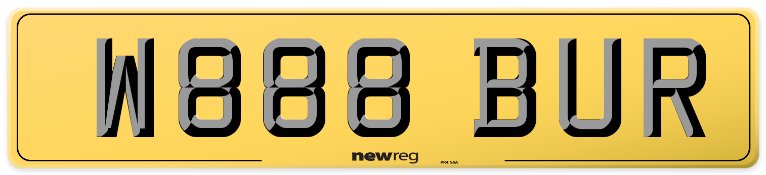 W888 BUR Rear Number Plate